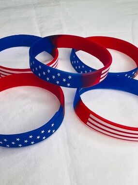 USA American Flag Silicone Wristbands - 6 pieces Patriotic Accessorie